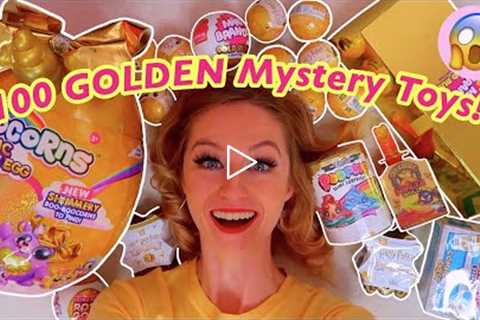 UNBOXING 100 *GOLDEN* MYSTERY TOYS!😱✨(MONOPOLY CHEST, MINI BRANDS, TREASURE X, GIANT GOLD EGG..