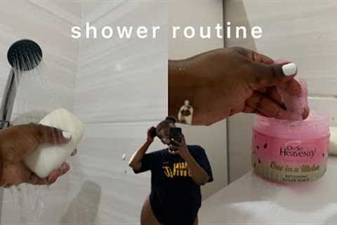 Shower routine 2023: Body care (Nivea & Bramley) + skin care (Portia M & Garnier )
