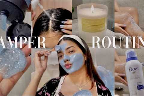 PAMPER ROUTINE ( haircare, skin care, body exfoliation + more) #pamperroutine