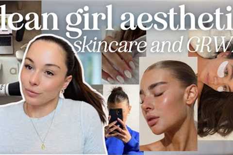 🤍 🫧 CLEAN GIRL GRWM AND SKINCARE ROUTINE ✨ body care, skin care & makeup